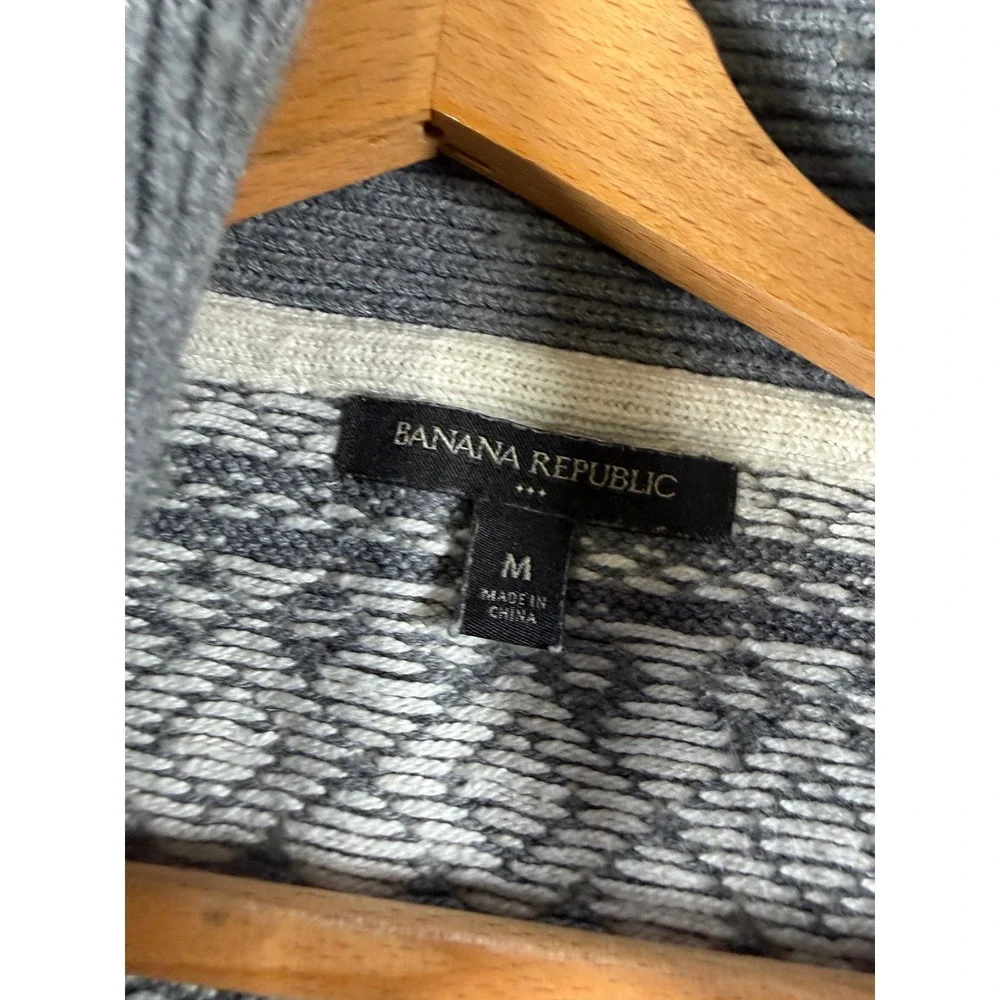Banana Republic Cardigan Mens M Grey Excellent Fair Isle Shawl Collar Sweater